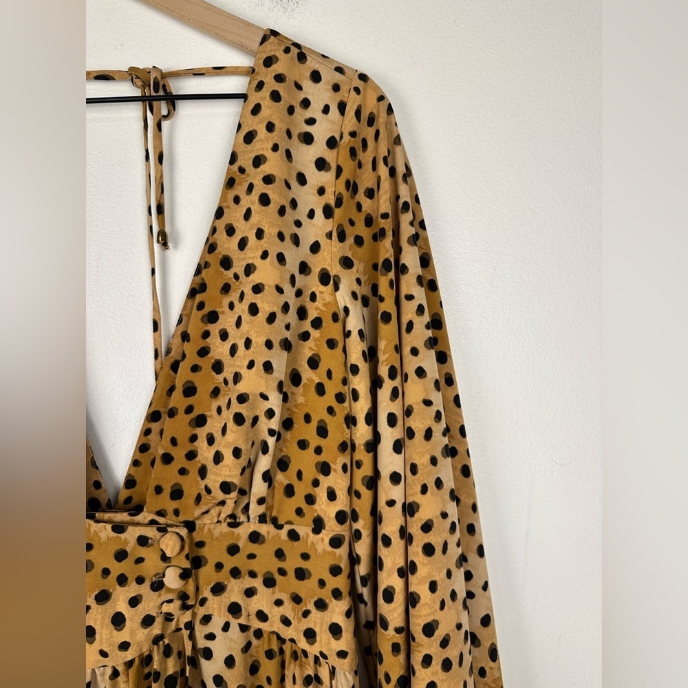Free People Jayde Leopard Print Boho Maxi Dress‎ Sz 4 - Picture 5 of 9
